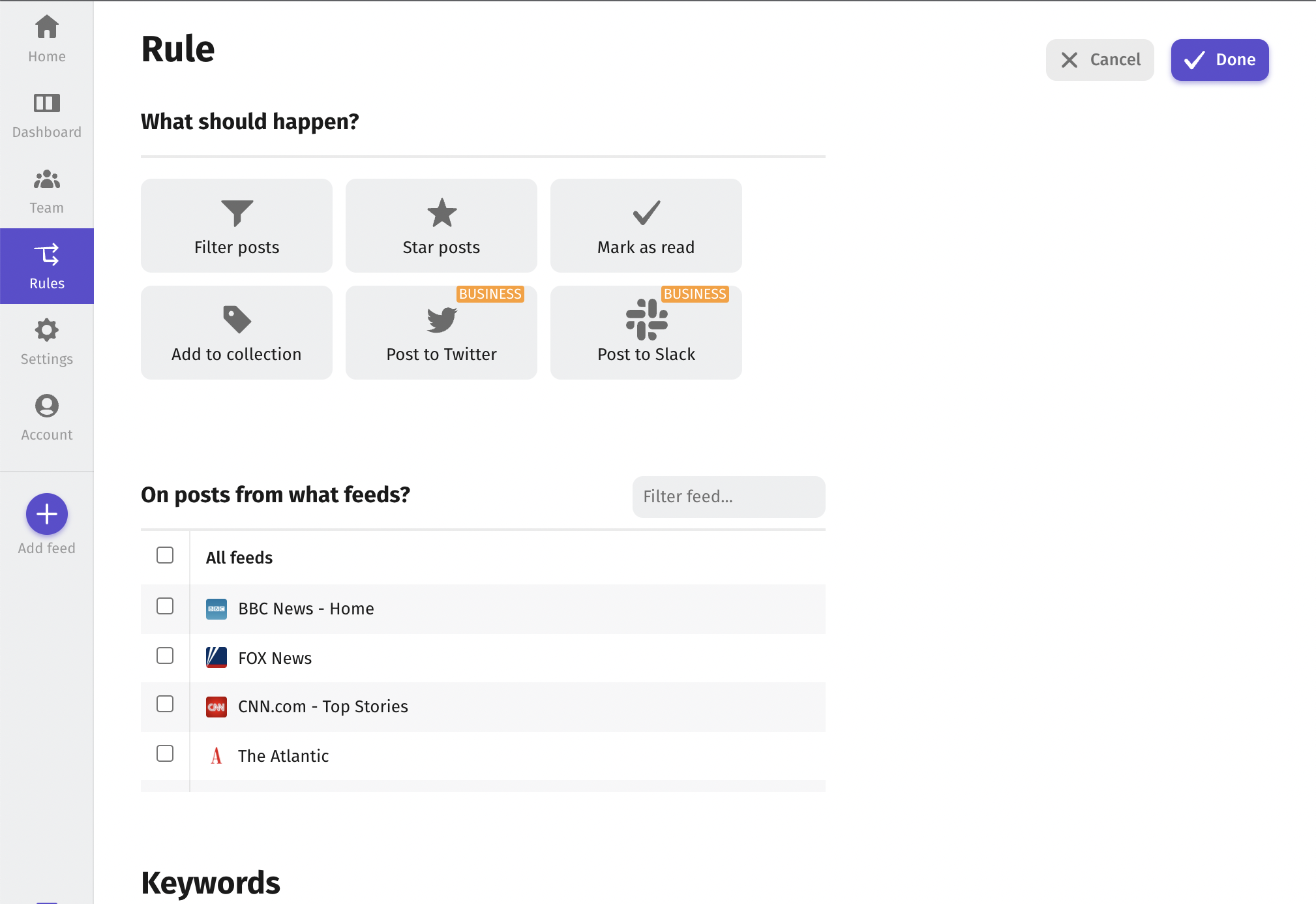 Automatically post news to Slack Feeder Help