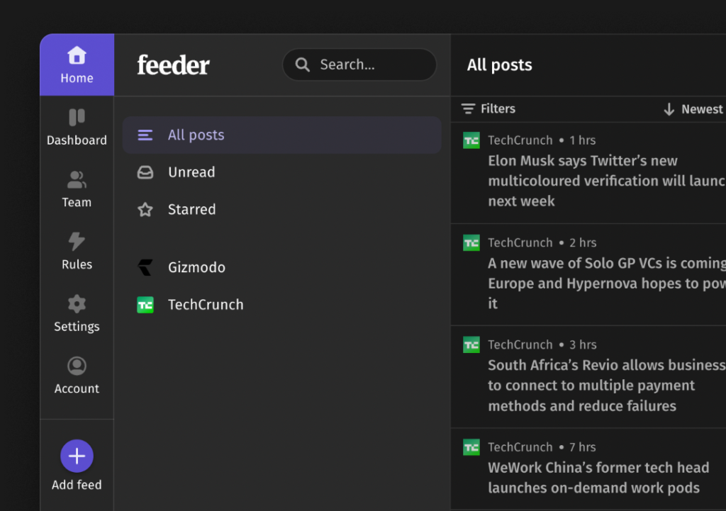 Upgraded dark mode | Feeder – RSS Feed Reader